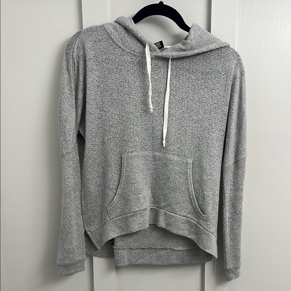 Aqua Gray Knit Relaxed Hoodie
